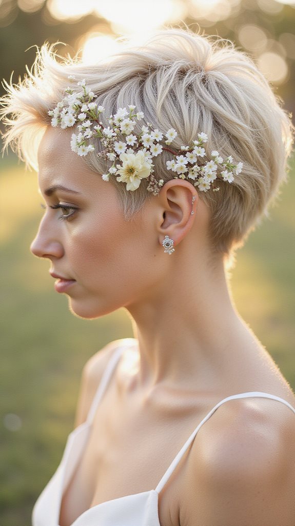 textured pixie with flowers