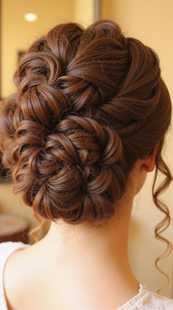 twisted curly low bun
