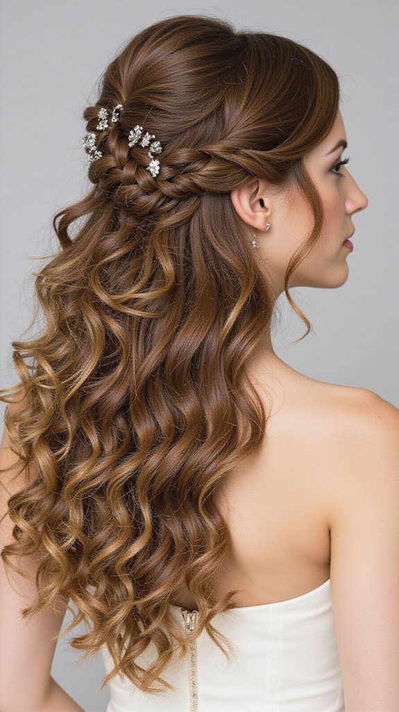 twisted half up romantic curls