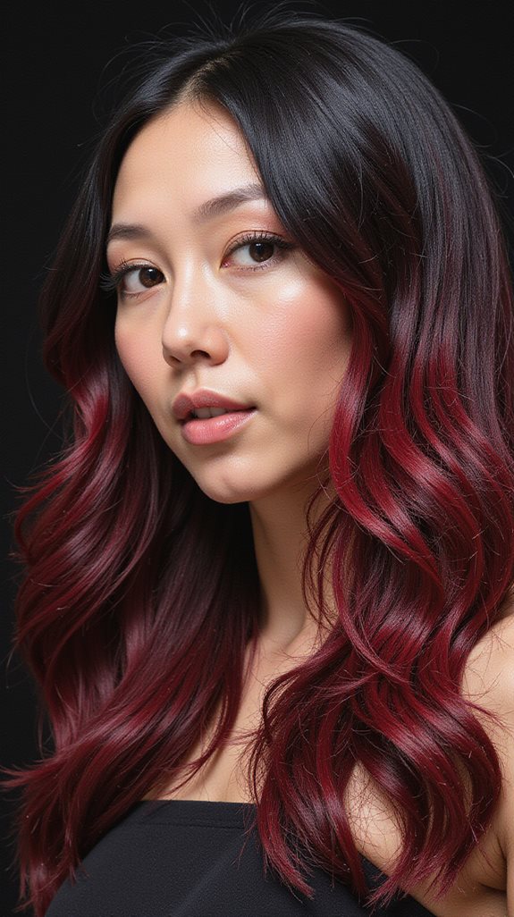 bold black burgundy ombre