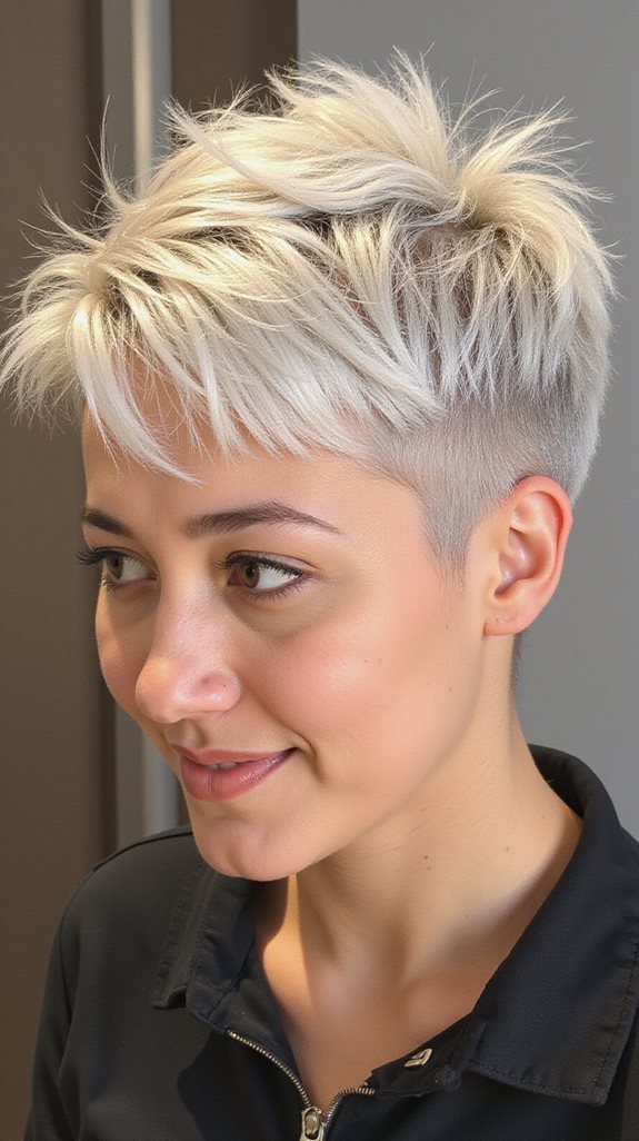 bold platinum pixie hairstyle