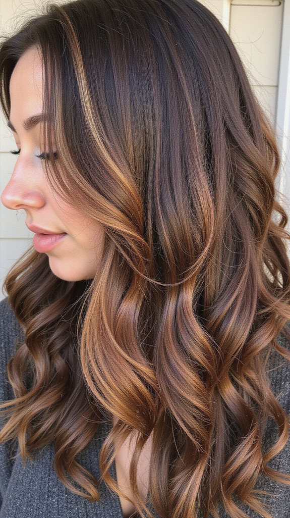 caramel highlights in balayage