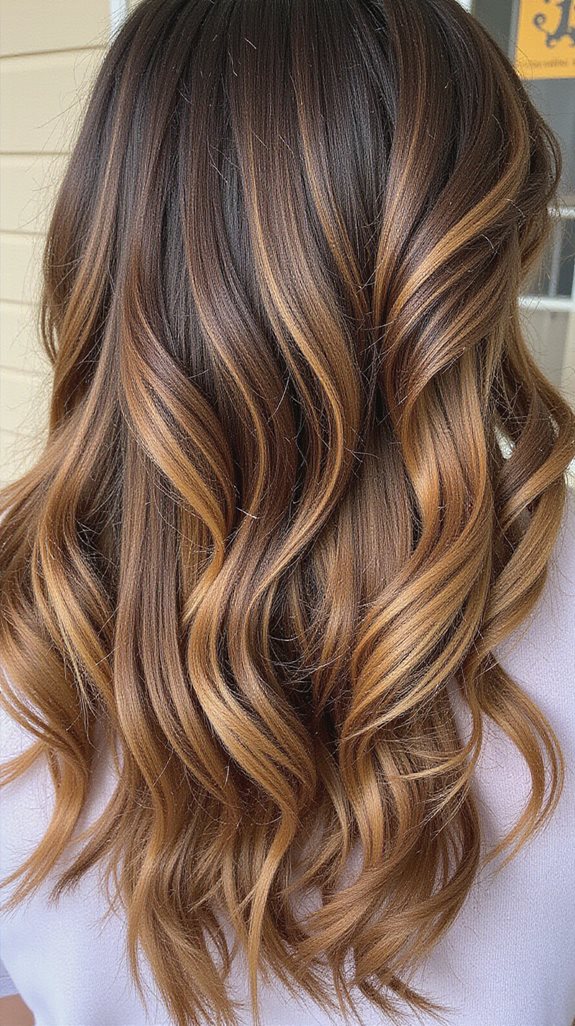 caramel tones on dark hair