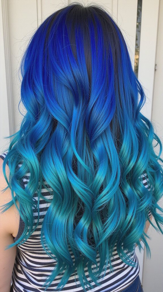 navy teal ombre technique
