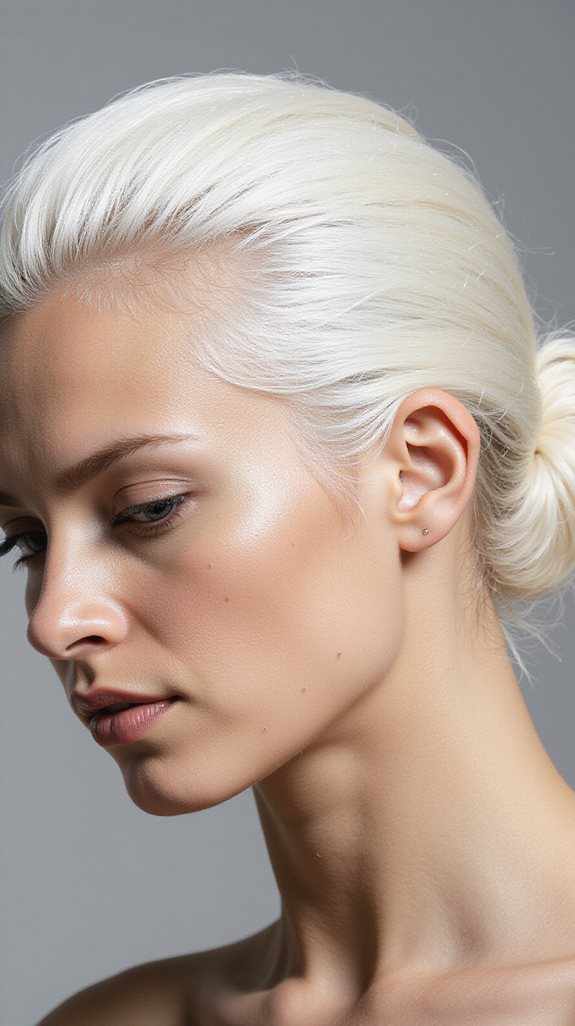 stylish slicked back platinum hair