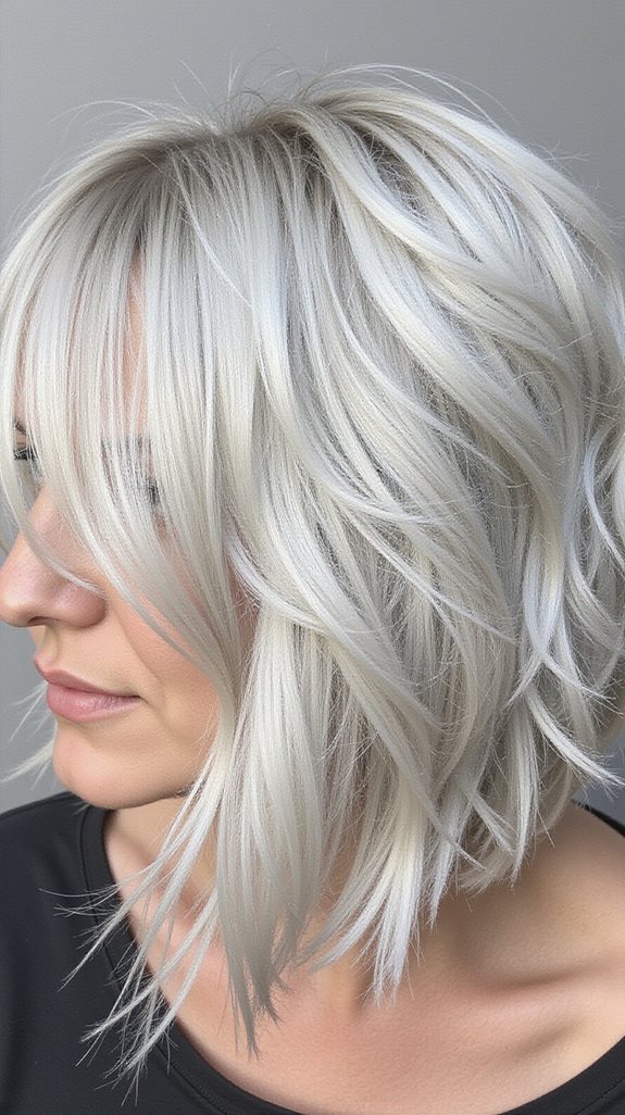 textured platinum blonde shag