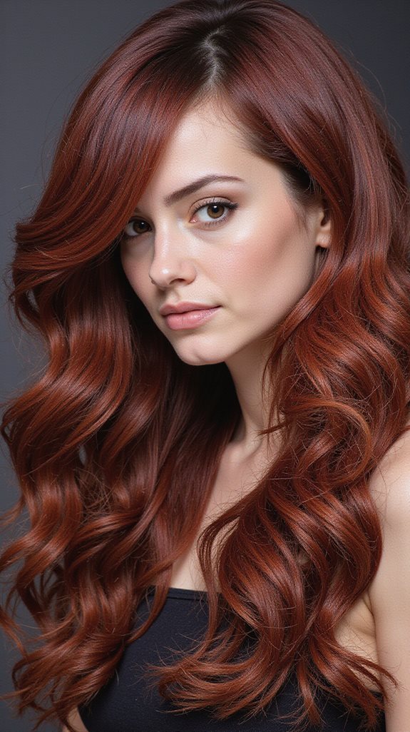 vibrant dark auburn balayage