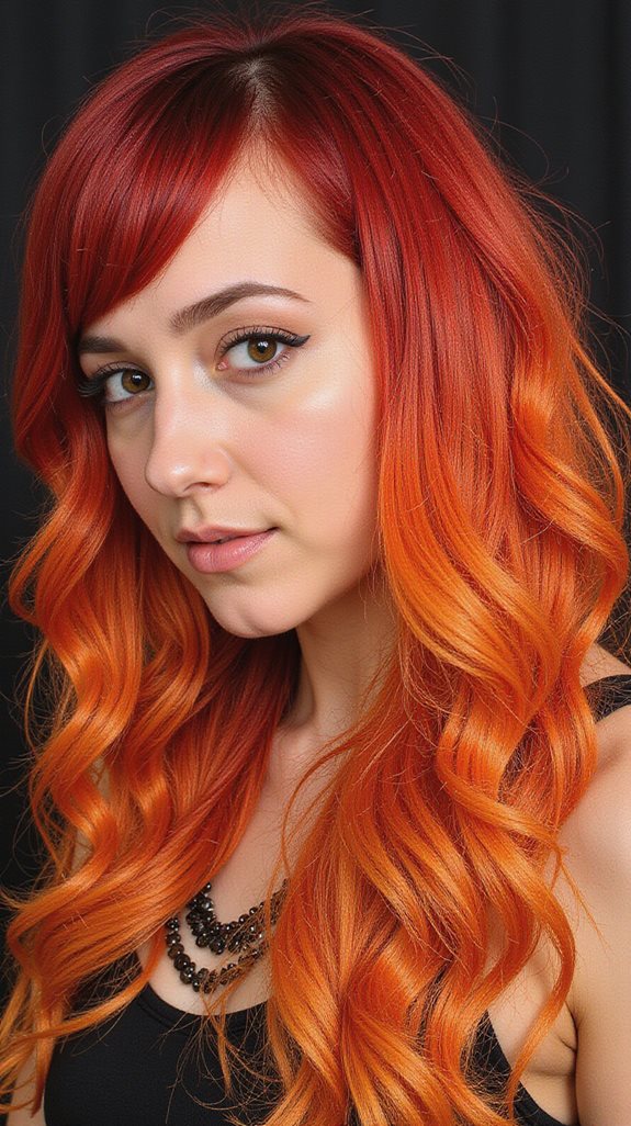 vibrant red orange ombre maintenance