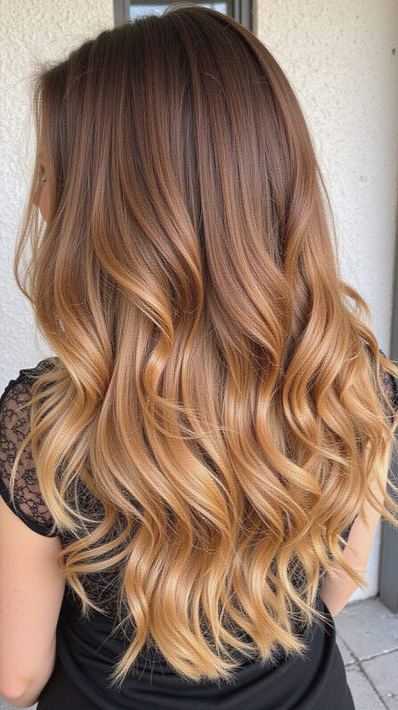 warm chestnut golden ombre