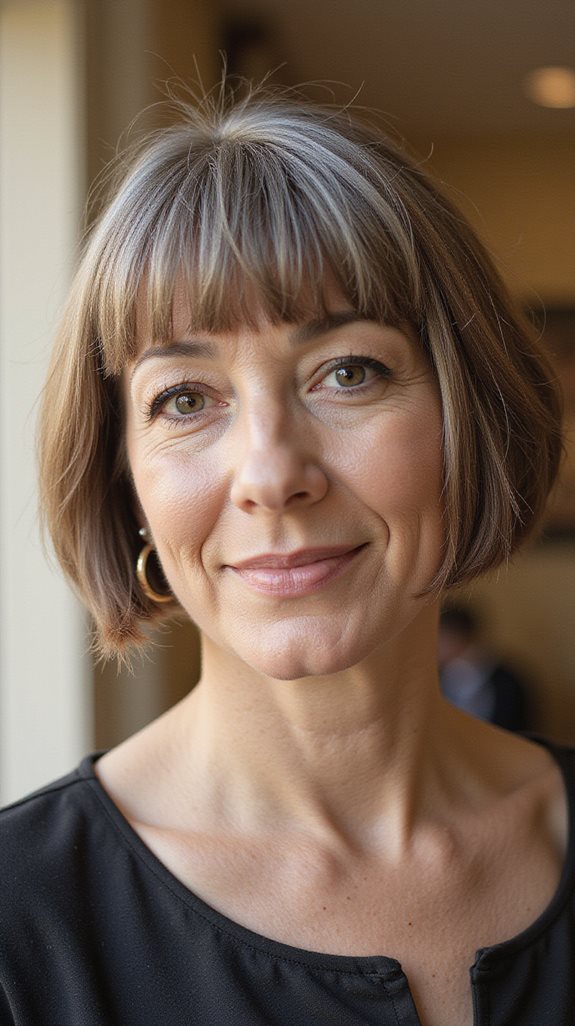 blunt bangs enhance short hair