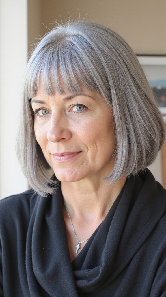 blunt bob enhances gray hair