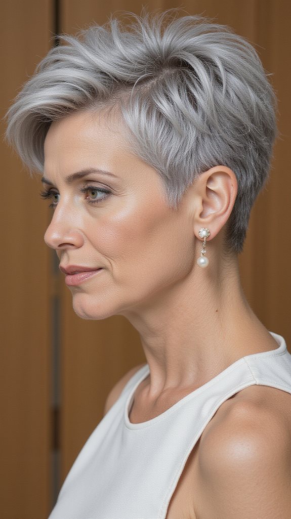 bold silver gray pixie