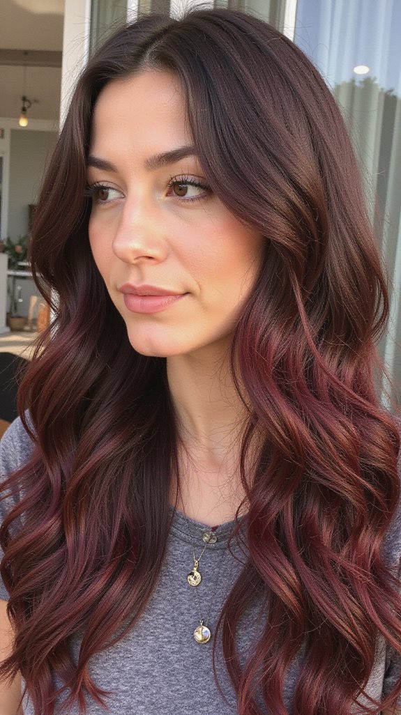burgundy highlights for brown hair
