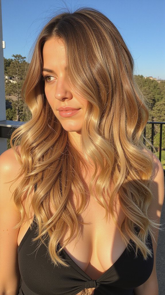 dimensional blonde wavy balayage