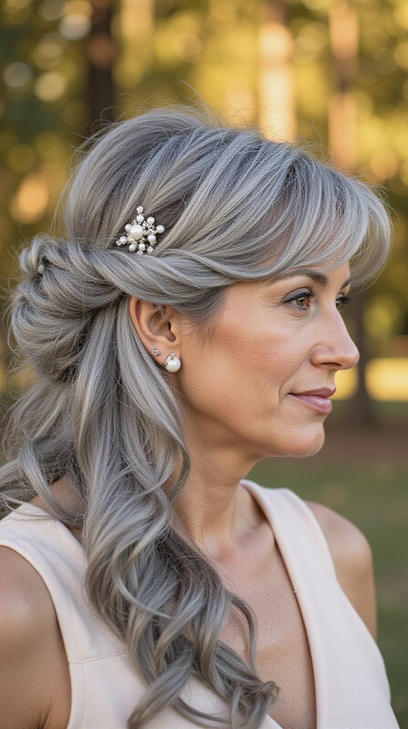 elegant half up hair accessories