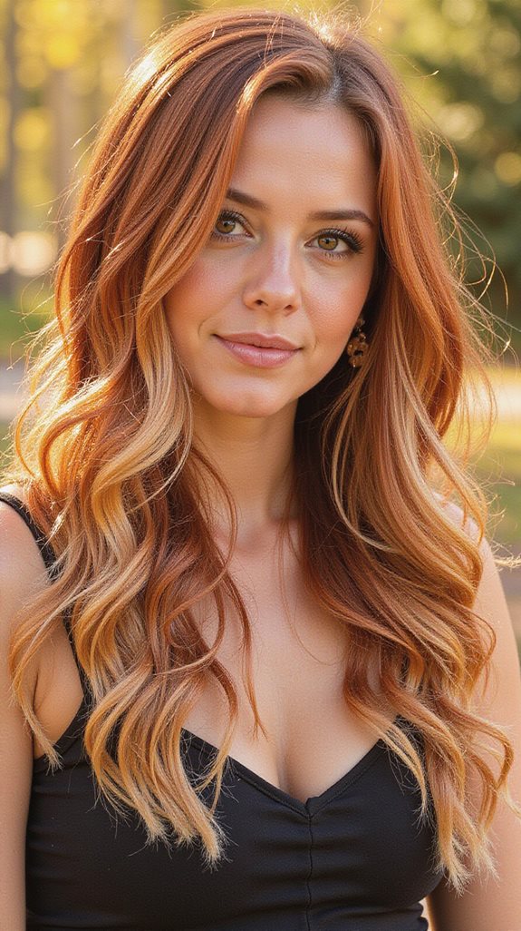 fiery copper blonde balayage