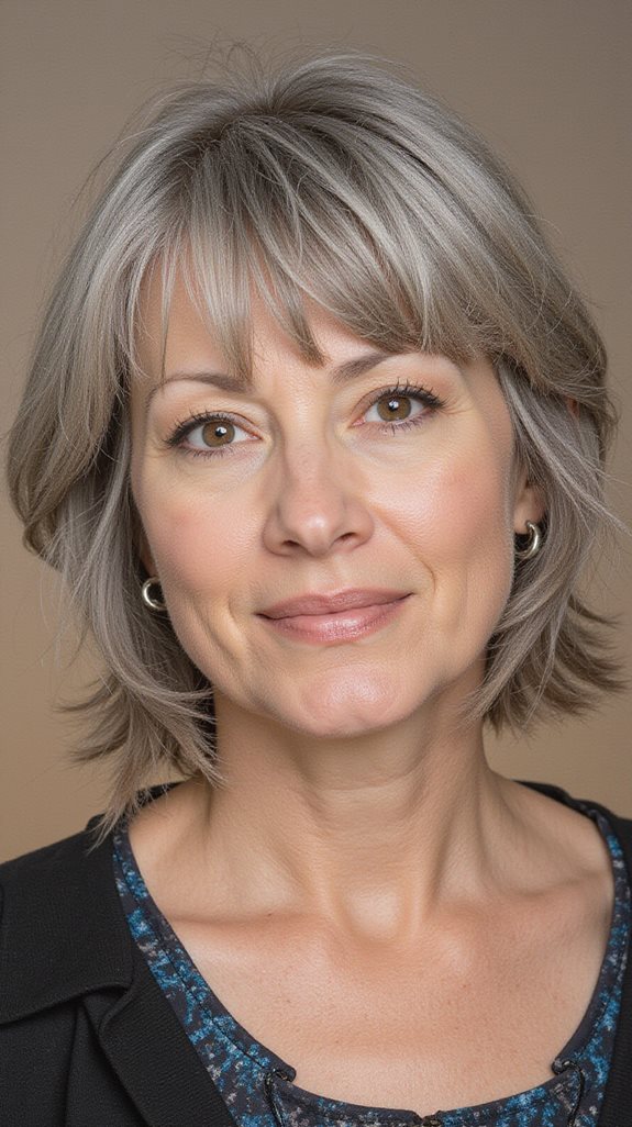 flattering curtain bangs hairstyle