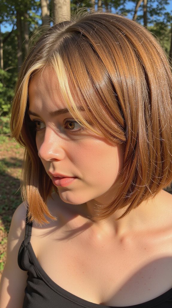 honey brown bob highlights