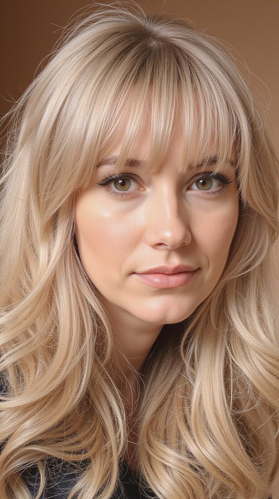 retro ash blonde bangs