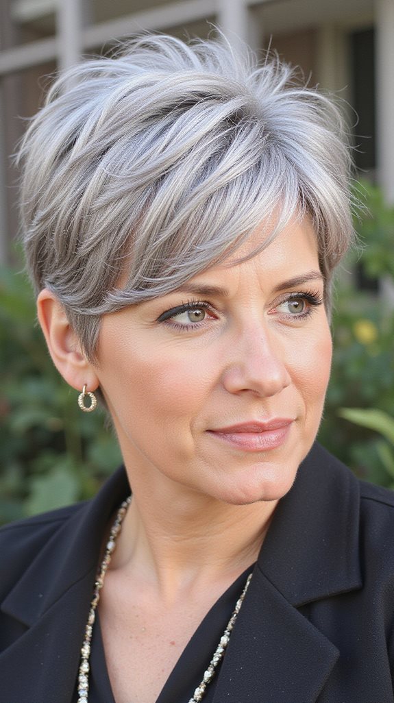 short gray pixie hairstyle