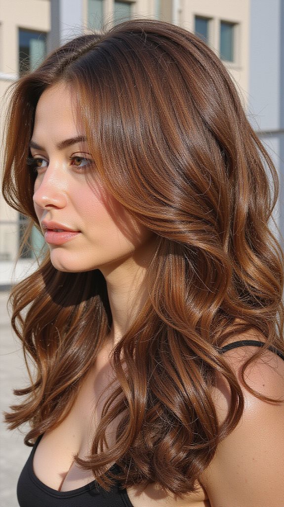 sleek shiny brunette blowout