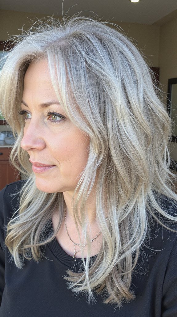 soft feathered gray hair