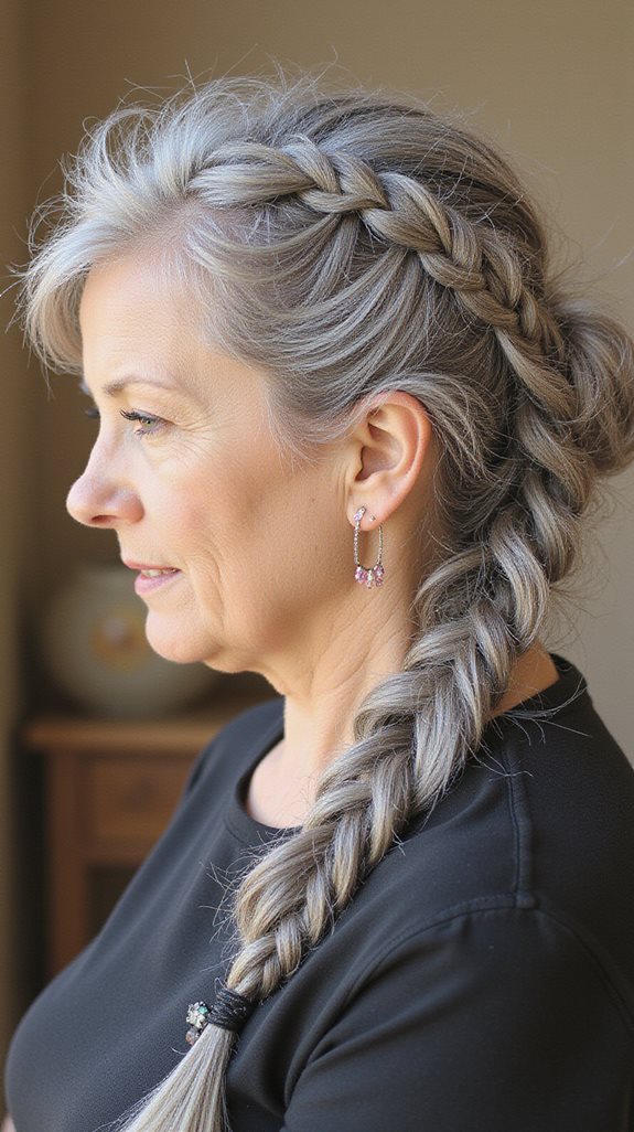 stunning braided gray hairstyles