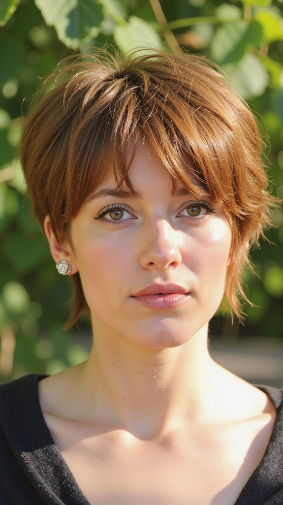 stylish honey brown pixie