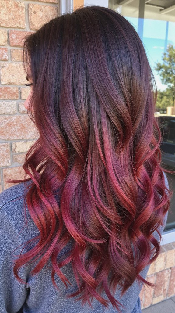 subtle burgundy balayage technique