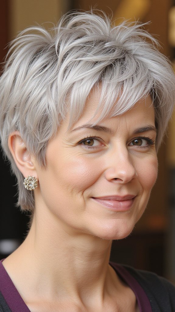 textured pixie with bangs