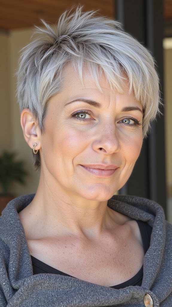 textured pixie with bangs