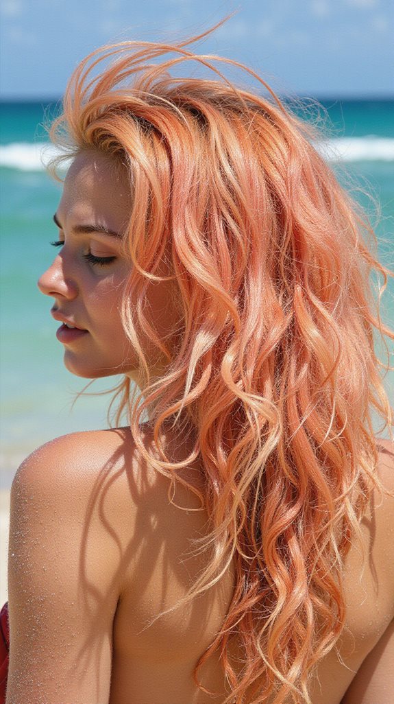 tropical coral peach hues