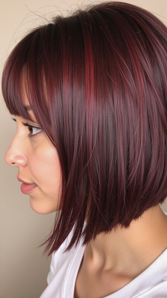 vibrant burgundy bob hairstyle