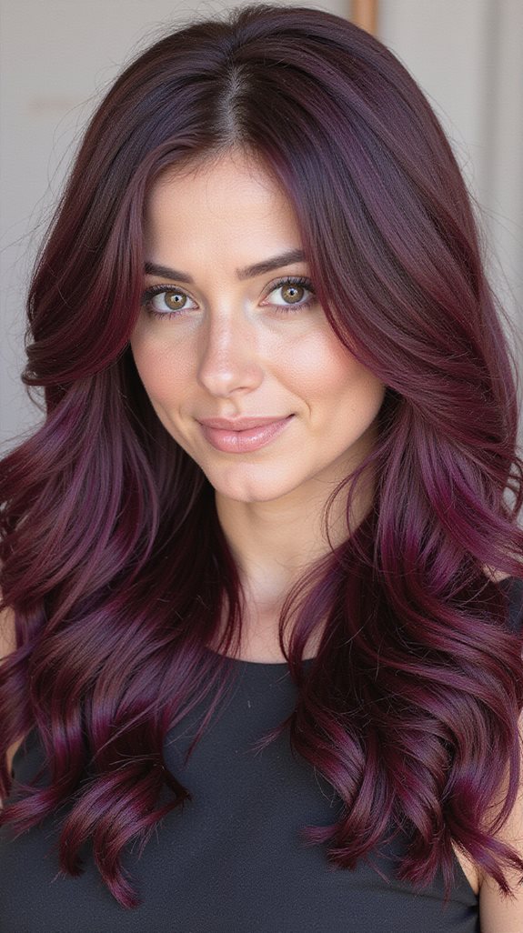 vibrant burgundy purple balayage