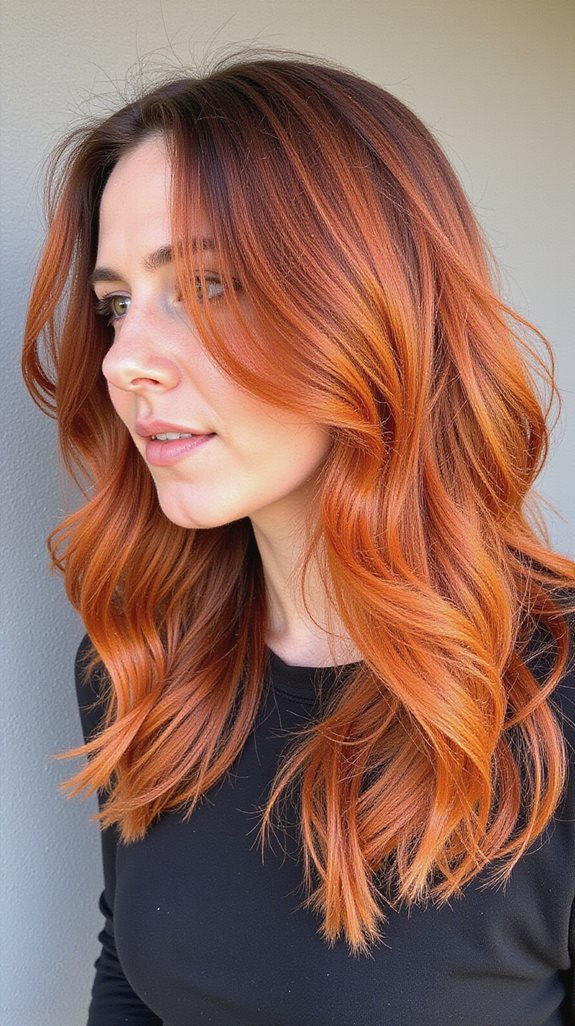 vibrant copper ginger balayage