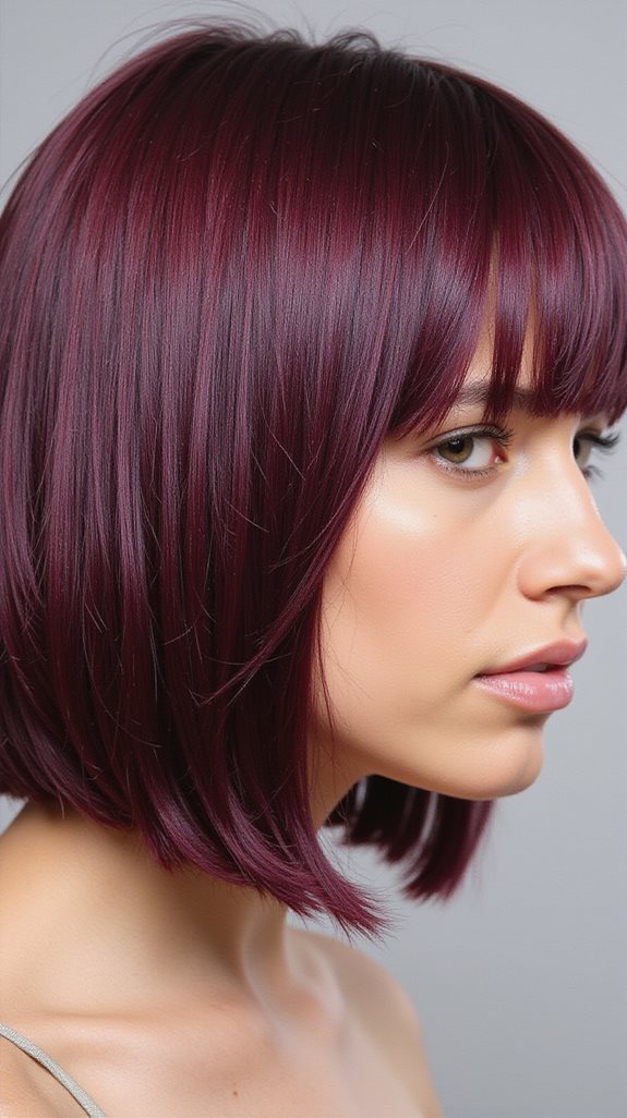 vibrant short burgundy hairstyles