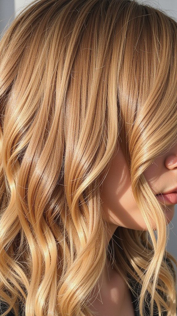 warm caramel balayage contrast