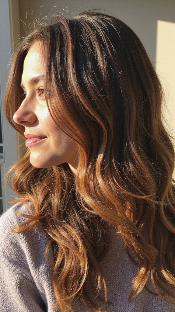 warm caramel balayage highlights