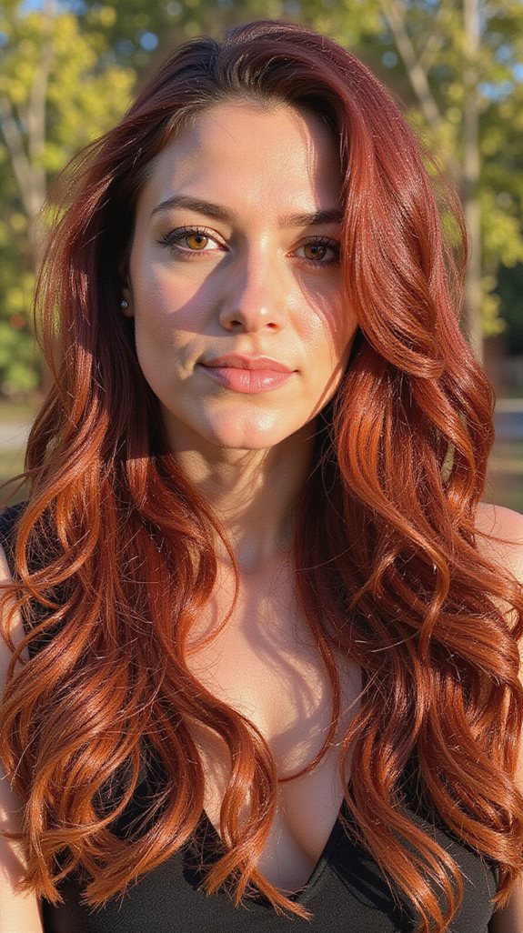 warm copper burgundy tones