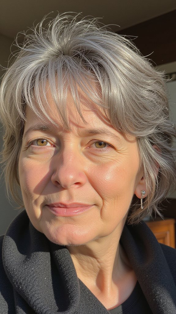 wispy gray layered hair