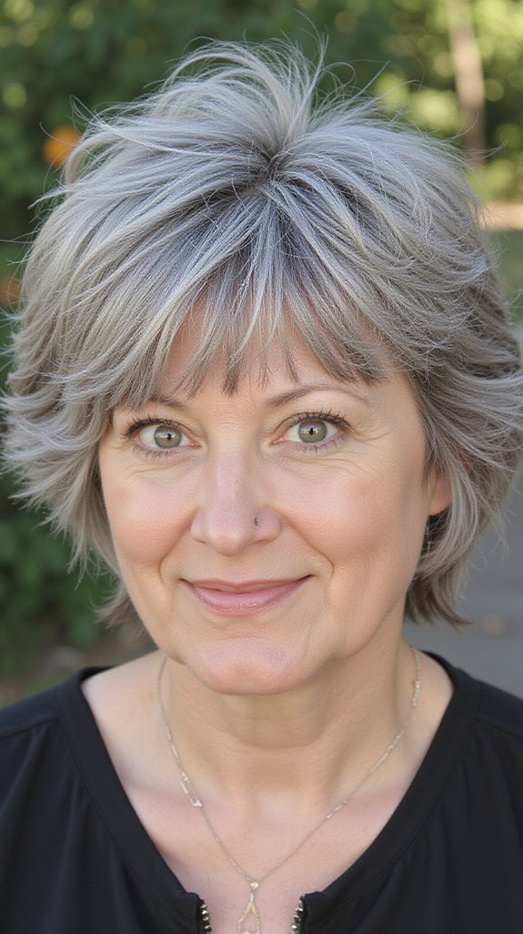 youthful textured gray shag