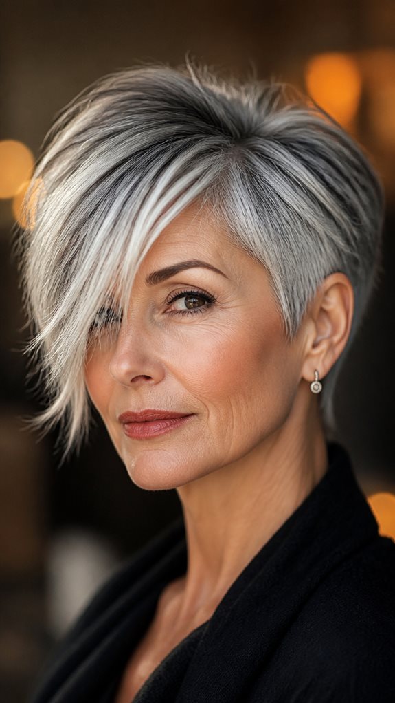 bold asymmetrical pixie styling