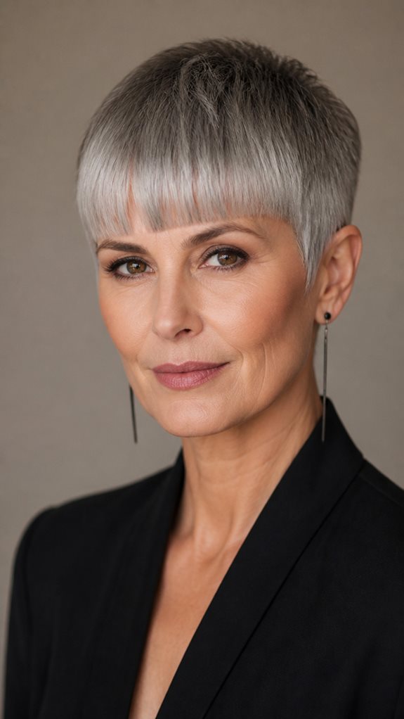 bold blunt fringe pixie