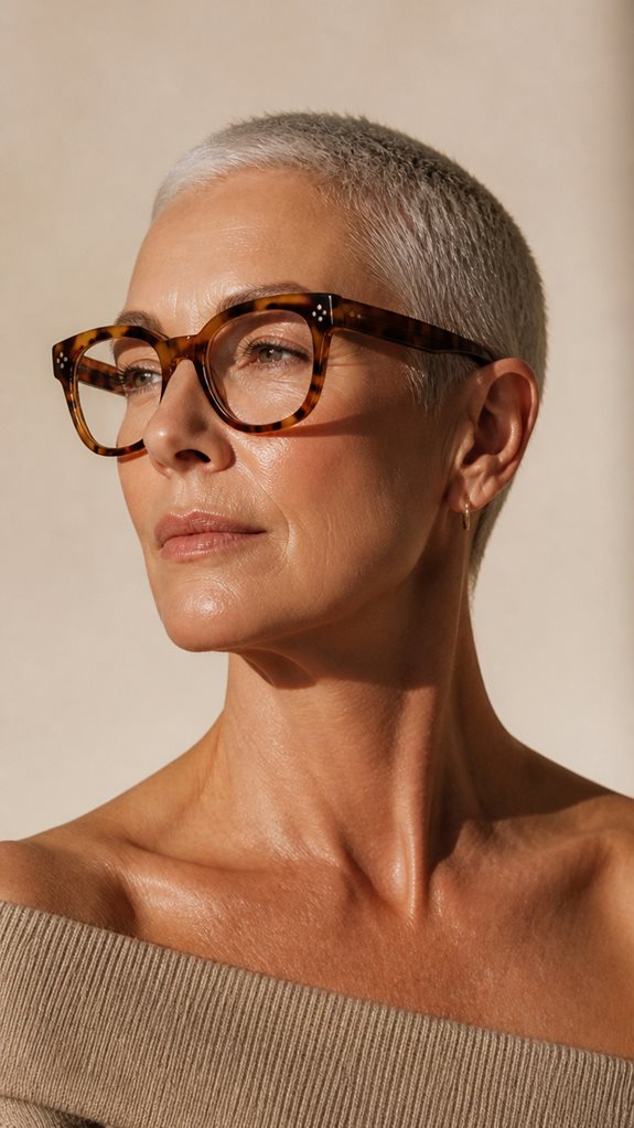 confident buzz cut eyewear