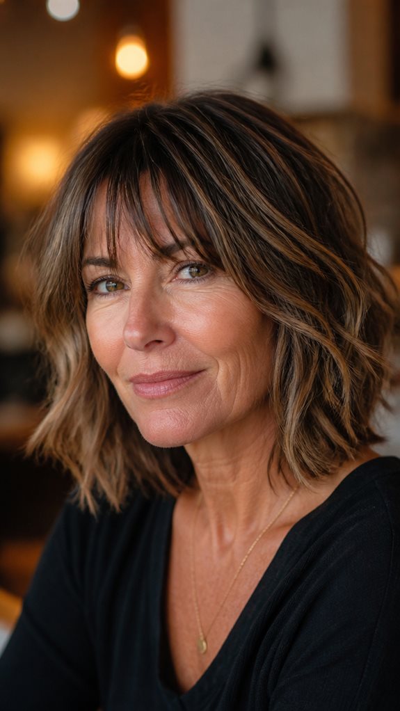 effortless tousled lob hairstyle