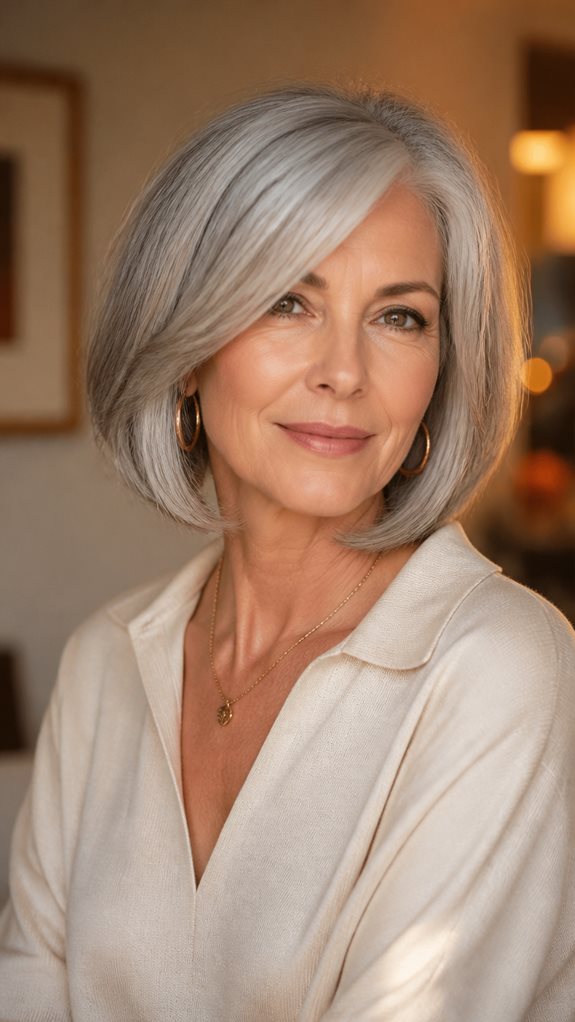 flattering bangs for gray hair
