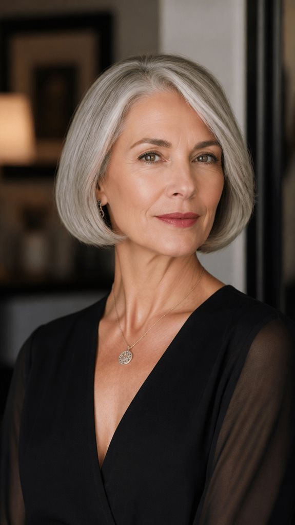 gray hair neck length styles