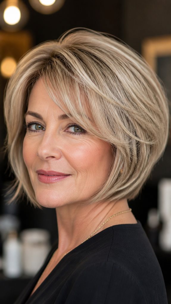 layered volumizing neck length hairstyle