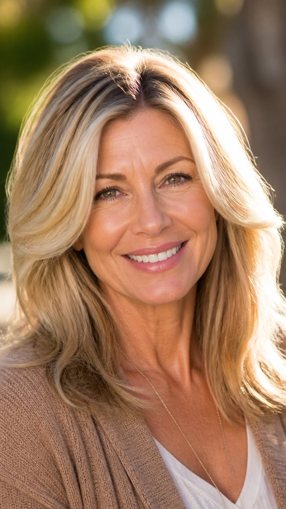luminous champagne blonde highlights