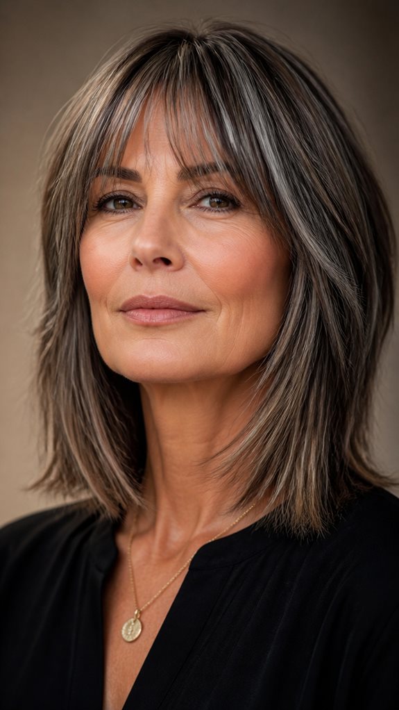 polished blunt cut shag haircut
